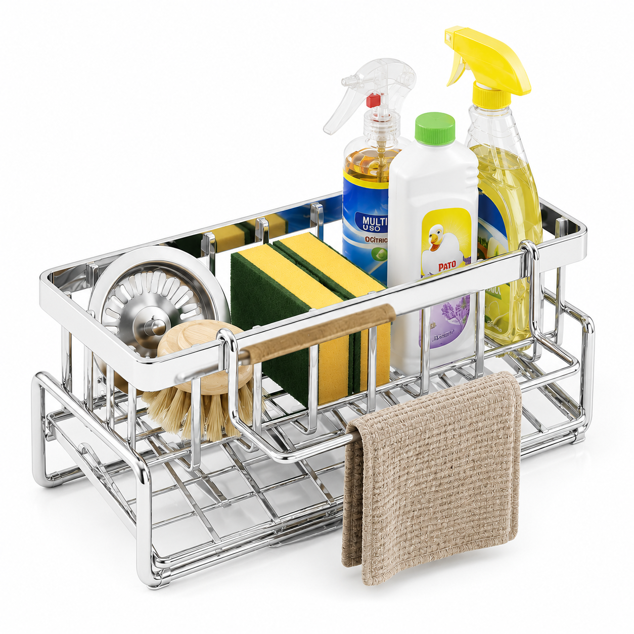 Kitchen stainless steel shelf, sponge drain rack, sink drainage rack, dishwashing supplies, dishcloth storage, drainage rack