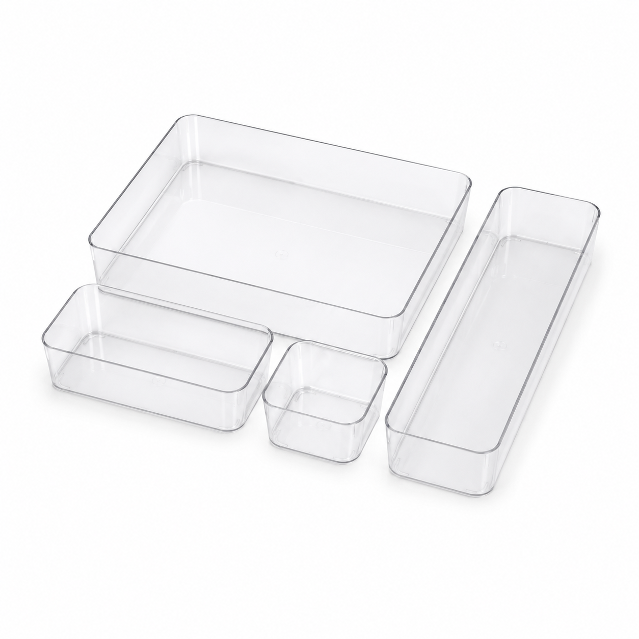 4-Piece Clear Drawer Organiser Set