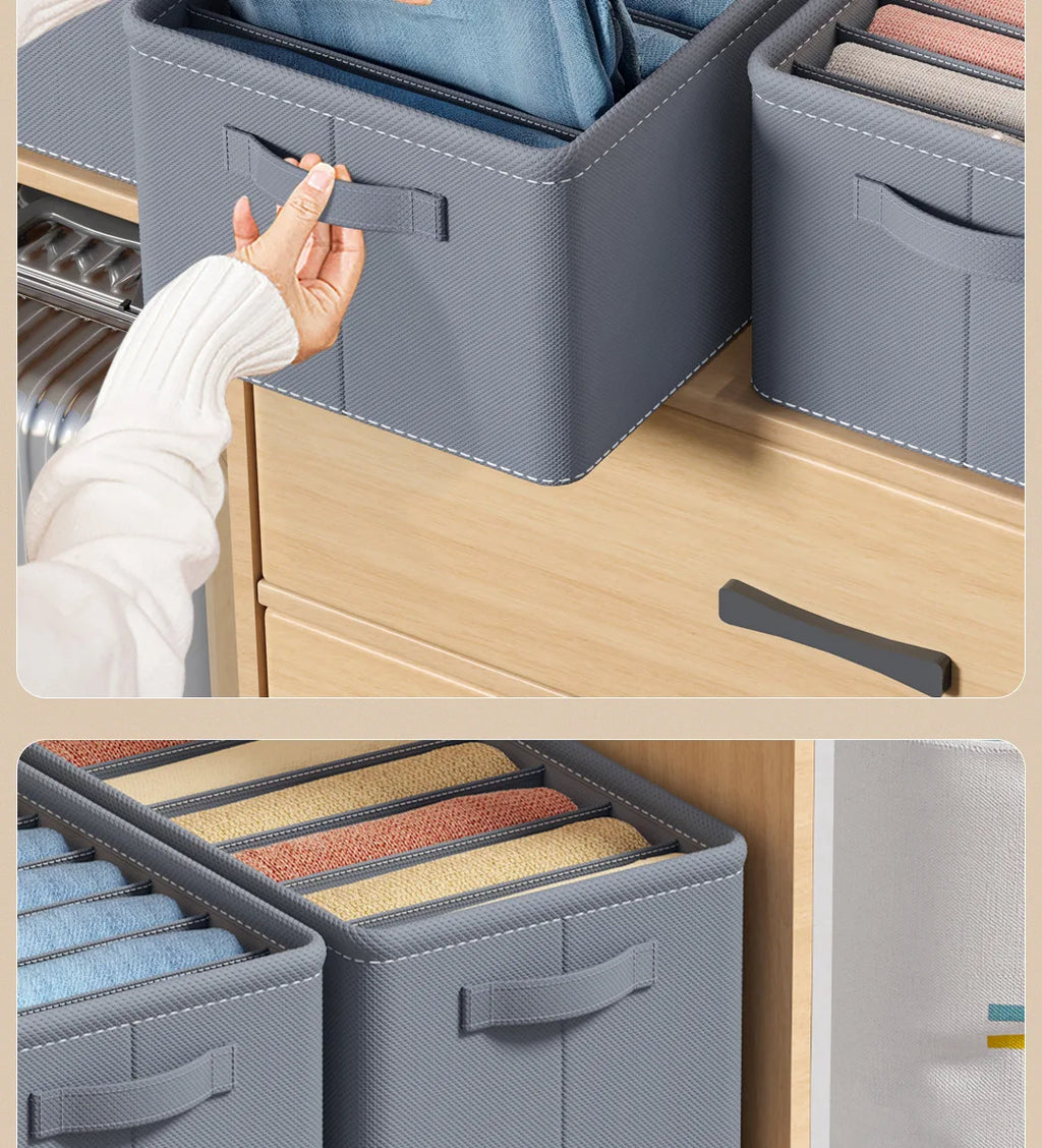 Thickened Pants Storage Box Foldable 9/7/6 Grids Organizer for Jeans Sweatshirt Shirt Wardrobe Organizers of Cabinets and Drawer