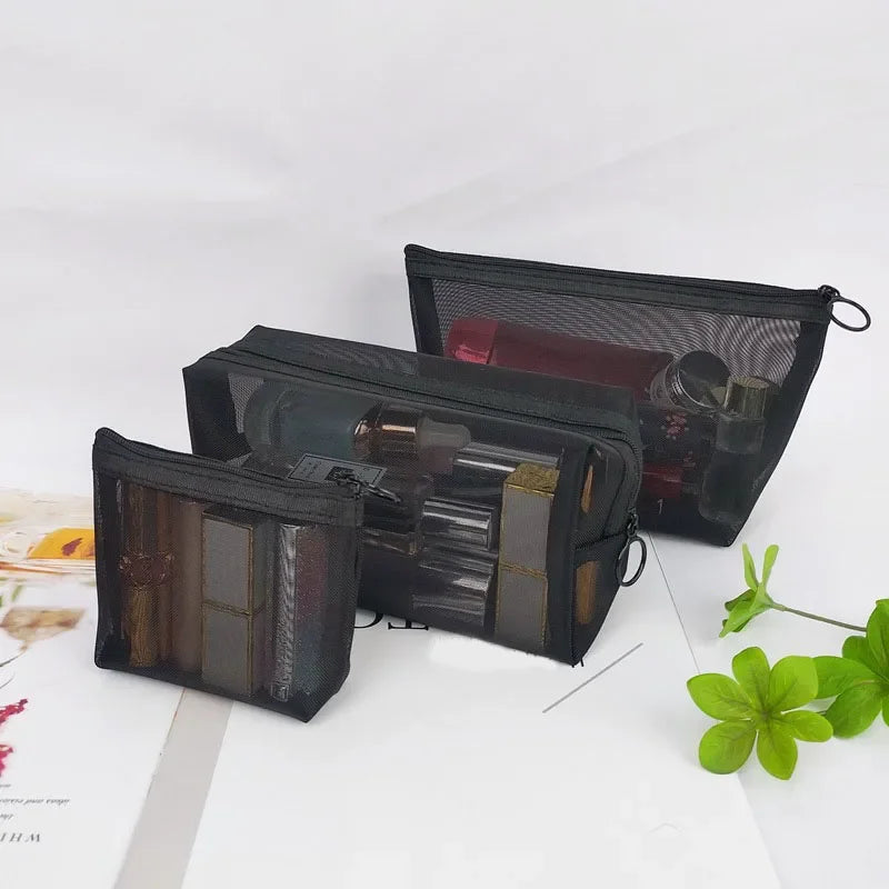 1Pcs Female Make Up Pouch Portable Small Large Toiletry Beauty Case Women Mesh Cosmetic Bag Travel Storage Makeup Bag Organizer