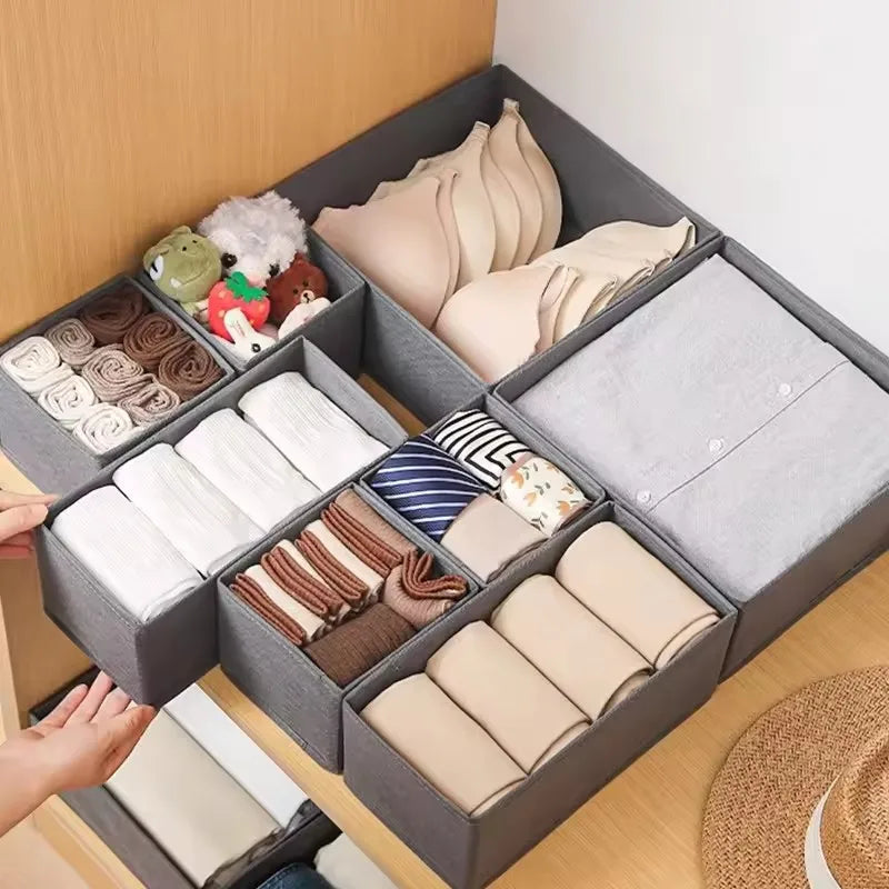 3PC Fabric Underwear Storage Box Drawer Organizers for Closet Organization and Storage of Socks Underwear Ties and More