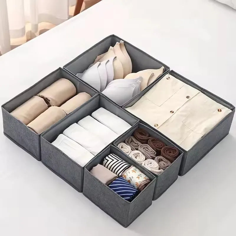 3PC Fabric Underwear Storage Box Drawer Organizers for Closet Organization and Storage of Socks Underwear Ties and More