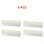4 Pcs Long Rectangular Food Storage Containers, Plastic Reusable Refrigerator Organizer Boxes Kitchen Accessories
