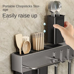 Tool-free kitchen shelf, kitchen accessories, multifunctional wall-mounted chopstick tube, storage for knives and tools