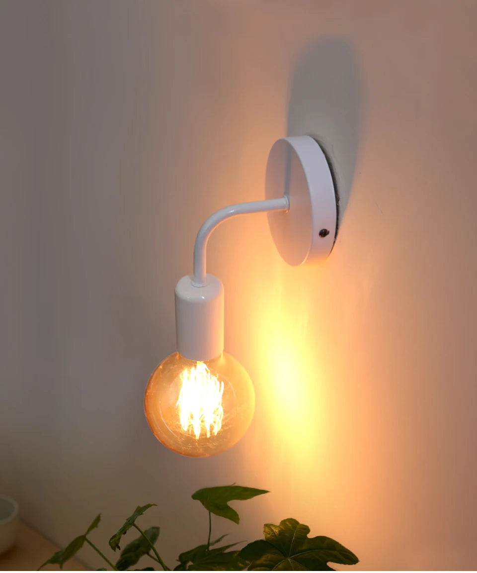 Nordic Modern Wall Lamp Iron Black E27 Indoor Lighting Bedside Bedroom Bathroom Lamp Sconce Wall Light Fixture Industrial Decor