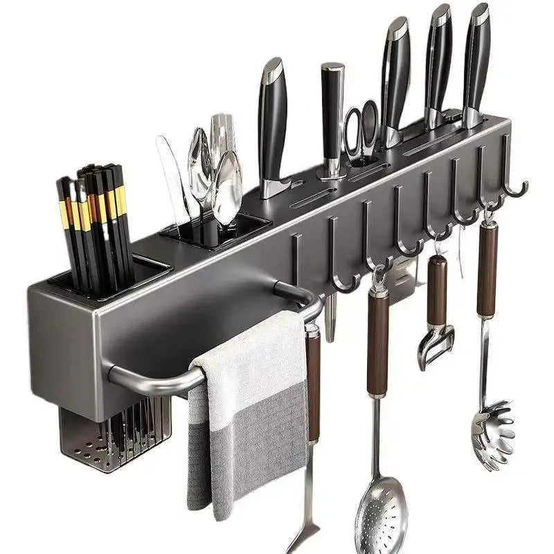 Tool-free kitchen shelf, kitchen accessories, multifunctional wall-mounted chopstick tube, storage for knives and tools