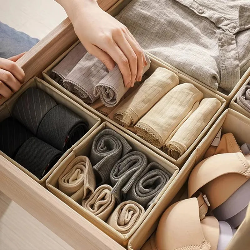 3PC Fabric Underwear Storage Box Drawer Organizers for Closet Organization and Storage of Socks Underwear Ties and More