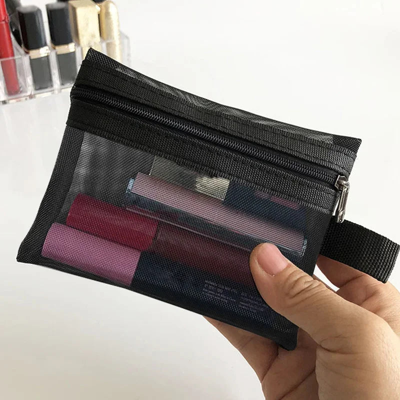 1Pcs Female Make Up Pouch Portable Small Large Toiletry Beauty Case Women Mesh Cosmetic Bag Travel Storage Makeup Bag Organizer