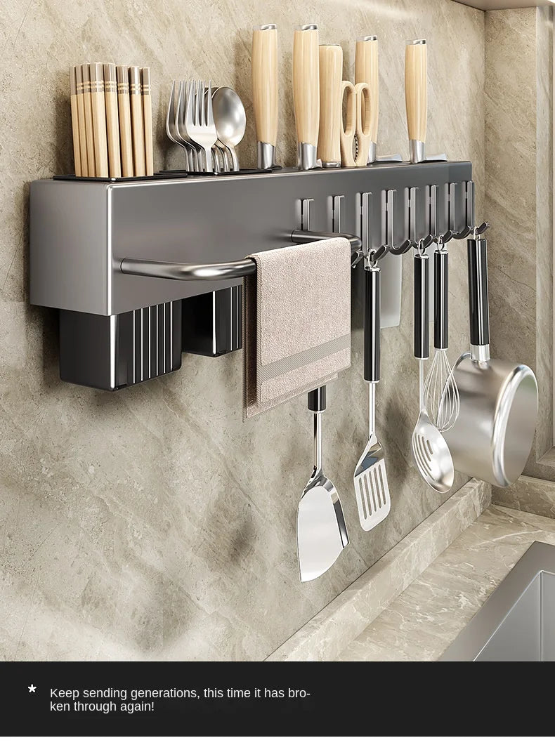 Tool-free kitchen shelf, kitchen accessories, multifunctional wall-mounted chopstick tube, storage for knives and tools