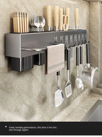Tool-free kitchen shelf, kitchen accessories, multifunctional wall-mounted chopstick tube, storage for knives and tools