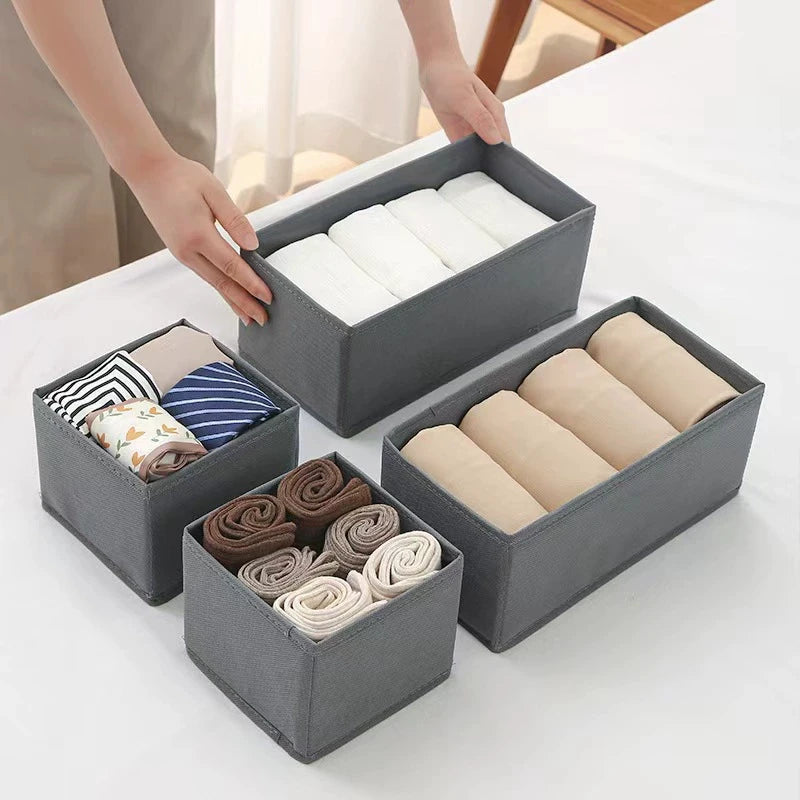 3PC Fabric Underwear Storage Box Drawer Organizers for Closet Organization and Storage of Socks Underwear Ties and More
