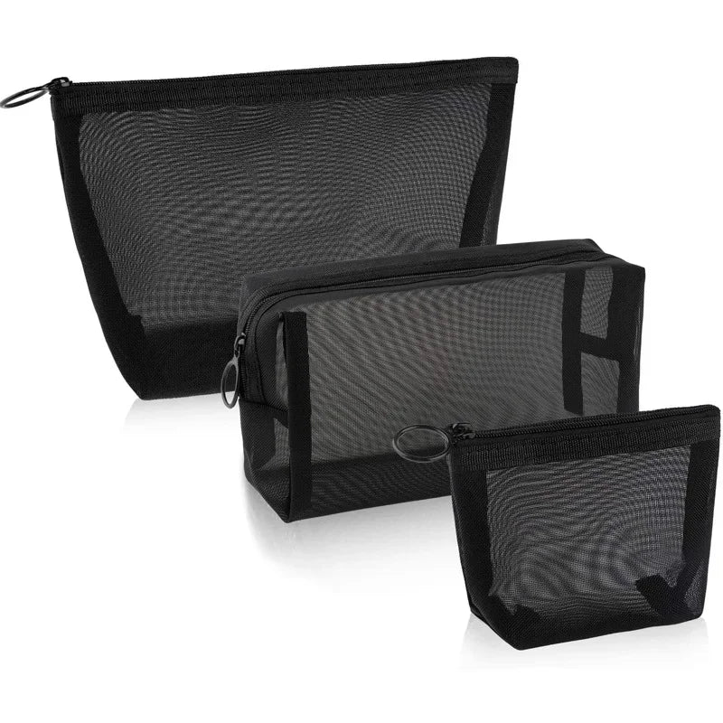 1Pcs Female Make Up Pouch Portable Small Large Toiletry Beauty Case Women Mesh Cosmetic Bag Travel Storage Makeup Bag Organizer
