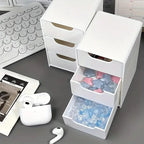 3-Tier Plastic Cosmetic Storage Box Organizer with Drawers Multifunctional Countertop Storage for Jewelry Office Supplies
