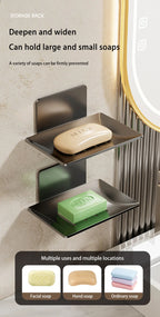 1pc Black Carbon Steel Soap Box Non Perforated Wall Mounted Bathroom Soap Box Bathroom Soap Holder Soap Storage Rack 2025