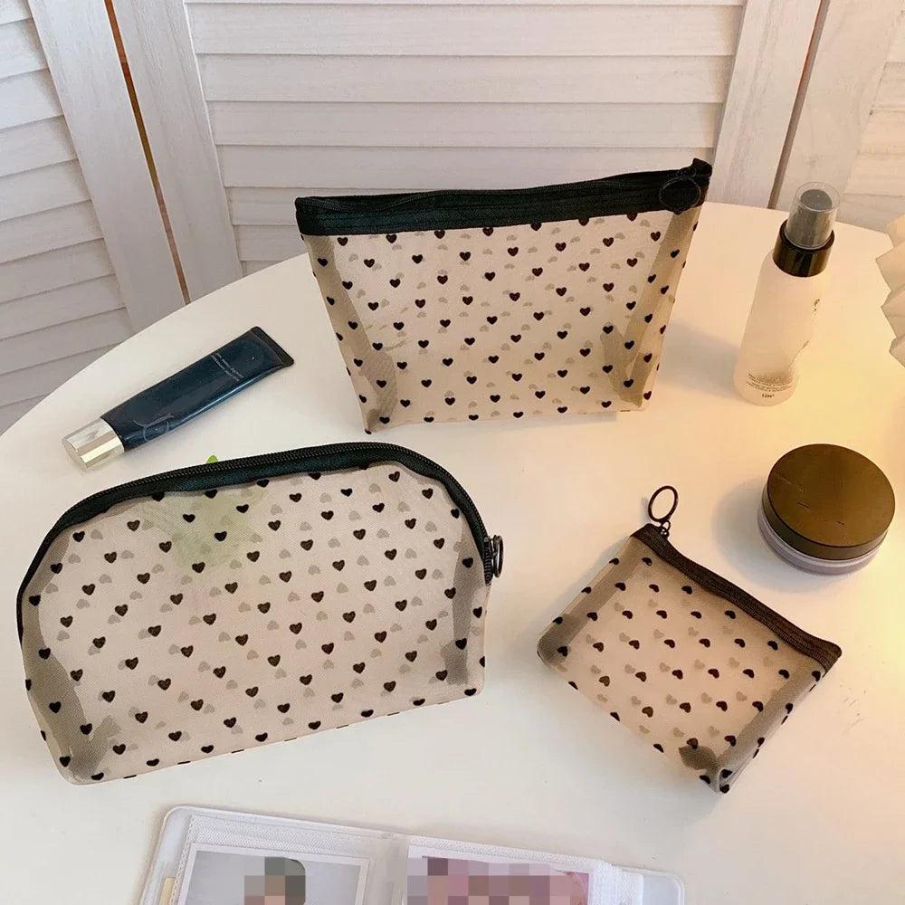 1Pcs Female Make Up Pouch Portable Small Large Toiletry Beauty Case Women Mesh Cosmetic Bag Travel Storage Makeup Bag Organizer