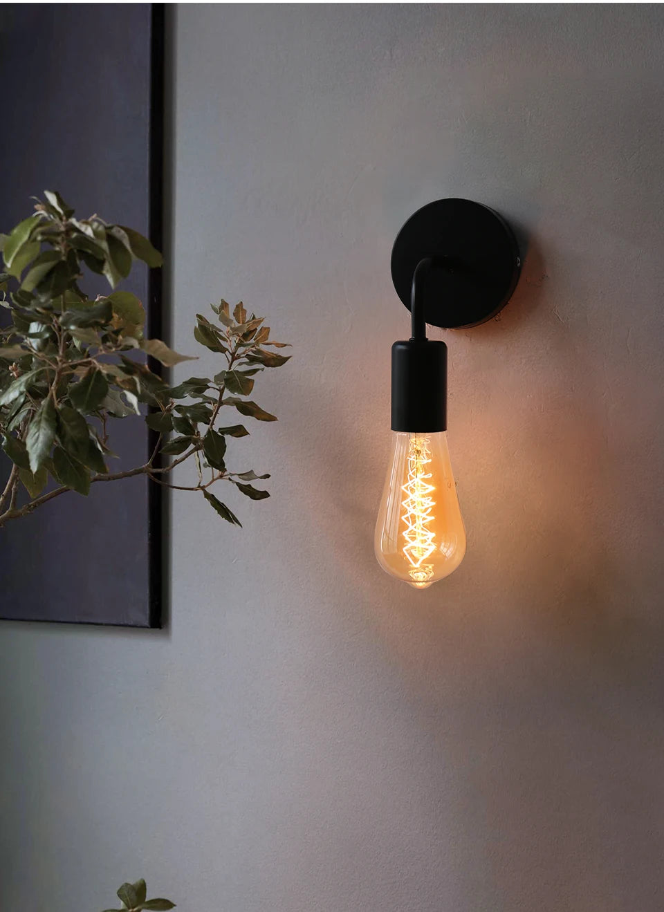 Nordic Modern Wall Lamp Iron Black E27 Indoor Lighting Bedside Bedroom Bathroom Lamp Sconce Wall Light Fixture Industrial Decor