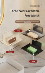 1pc Black Carbon Steel Soap Box Non Perforated Wall Mounted Bathroom Soap Box Bathroom Soap Holder Soap Storage Rack 2025