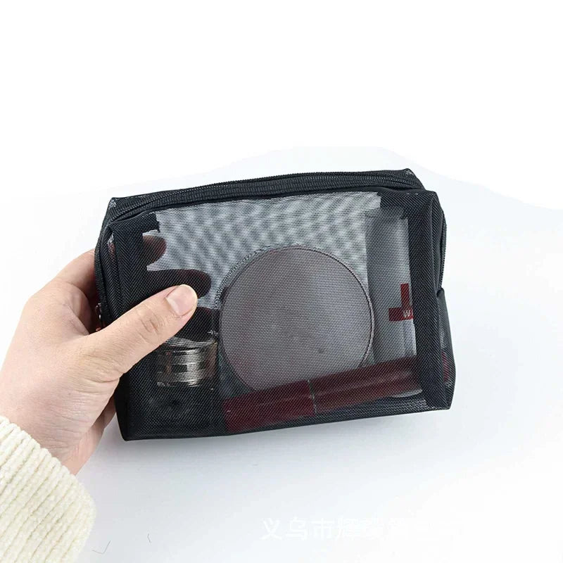 1Pcs Female Make Up Pouch Portable Small Large Toiletry Beauty Case Women Mesh Cosmetic Bag Travel Storage Makeup Bag Organizer