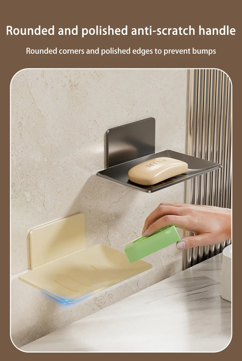 1pc Black Carbon Steel Soap Box Non Perforated Wall Mounted Bathroom Soap Box Bathroom Soap Holder Soap Storage Rack 2025