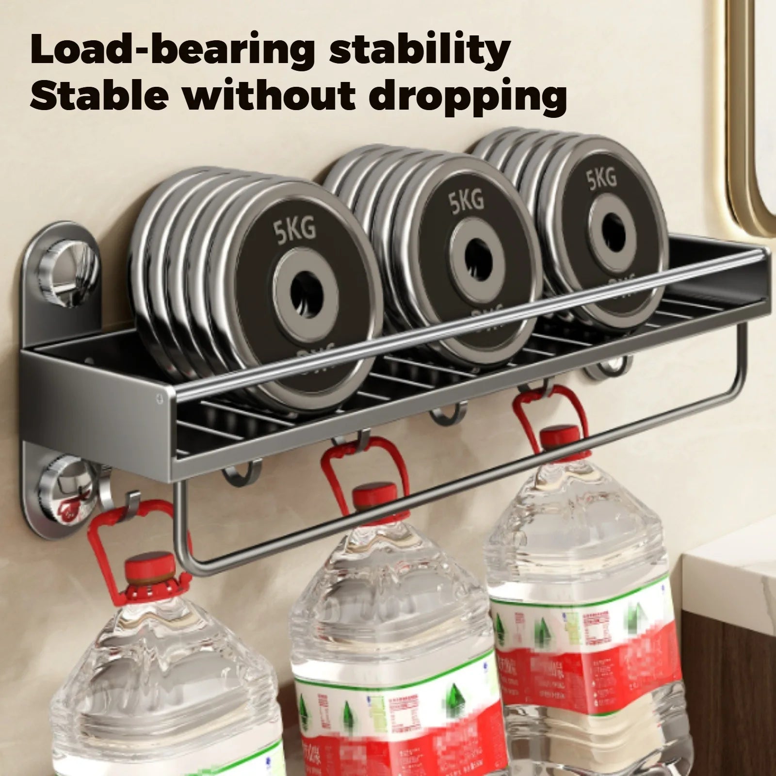 No Drill Bathroom Rack Bathroom Shelf Toilet Stainless Steel and Carbon Steel Hanging Rack Bathroom Organizer Hang On The Wall