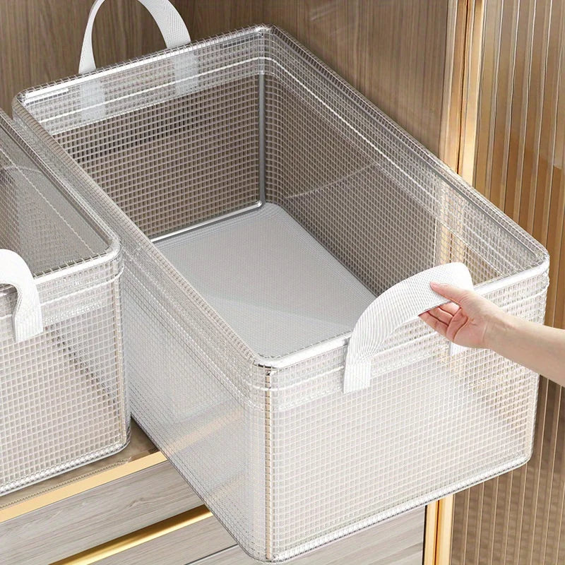1 Pc Transparent PVC Solid Steel Frame Storage Box,waterproof,underwear Storage Basket,suitable for Home and Dormitory Use