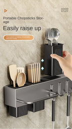 Tool-free kitchen shelf, kitchen accessories, multifunctional wall-mounted chopstick tube, storage for knives and tools