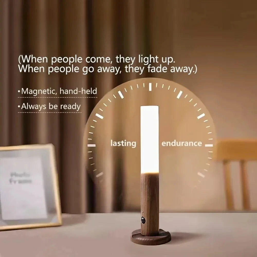 Rechargeable Wall Sconces Magnetic Wall LightsNight Light Motion Sensor Night Lights Wooden Wall Lighting for Bedroom Stair