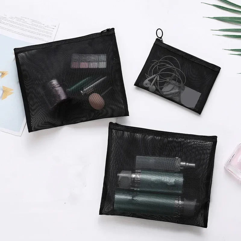 1Pcs Female Make Up Pouch Portable Small Large Toiletry Beauty Case Women Mesh Cosmetic Bag Travel Storage Makeup Bag Organizer