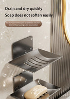 1pc Black Carbon Steel Soap Box Non Perforated Wall Mounted Bathroom Soap Box Bathroom Soap Holder Soap Storage Rack 2025