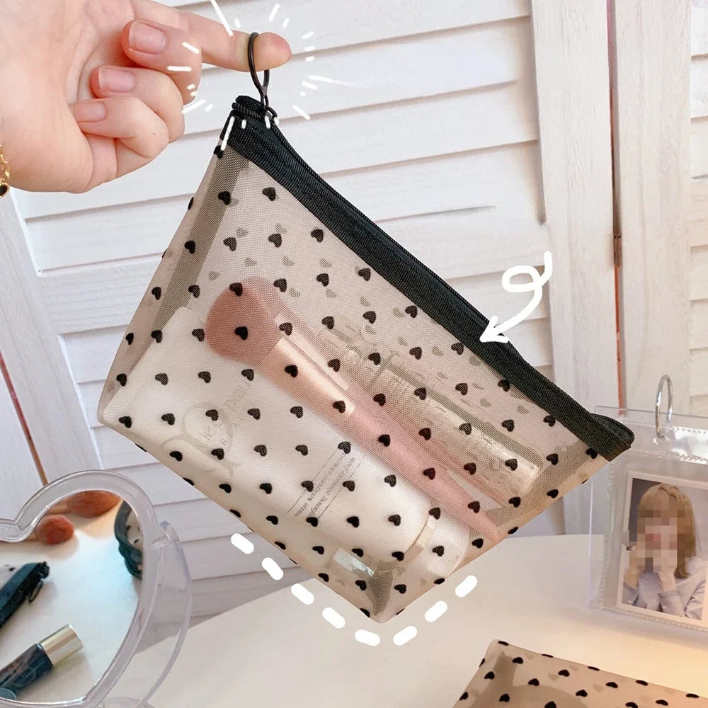 1Pcs Female Make Up Pouch Portable Small Large Toiletry Beauty Case Women Mesh Cosmetic Bag Travel Storage Makeup Bag Organizer