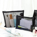 1Pcs Female Make Up Pouch Portable Small Large Toiletry Beauty Case Women Mesh Cosmetic Bag Travel Storage Makeup Bag Organizer