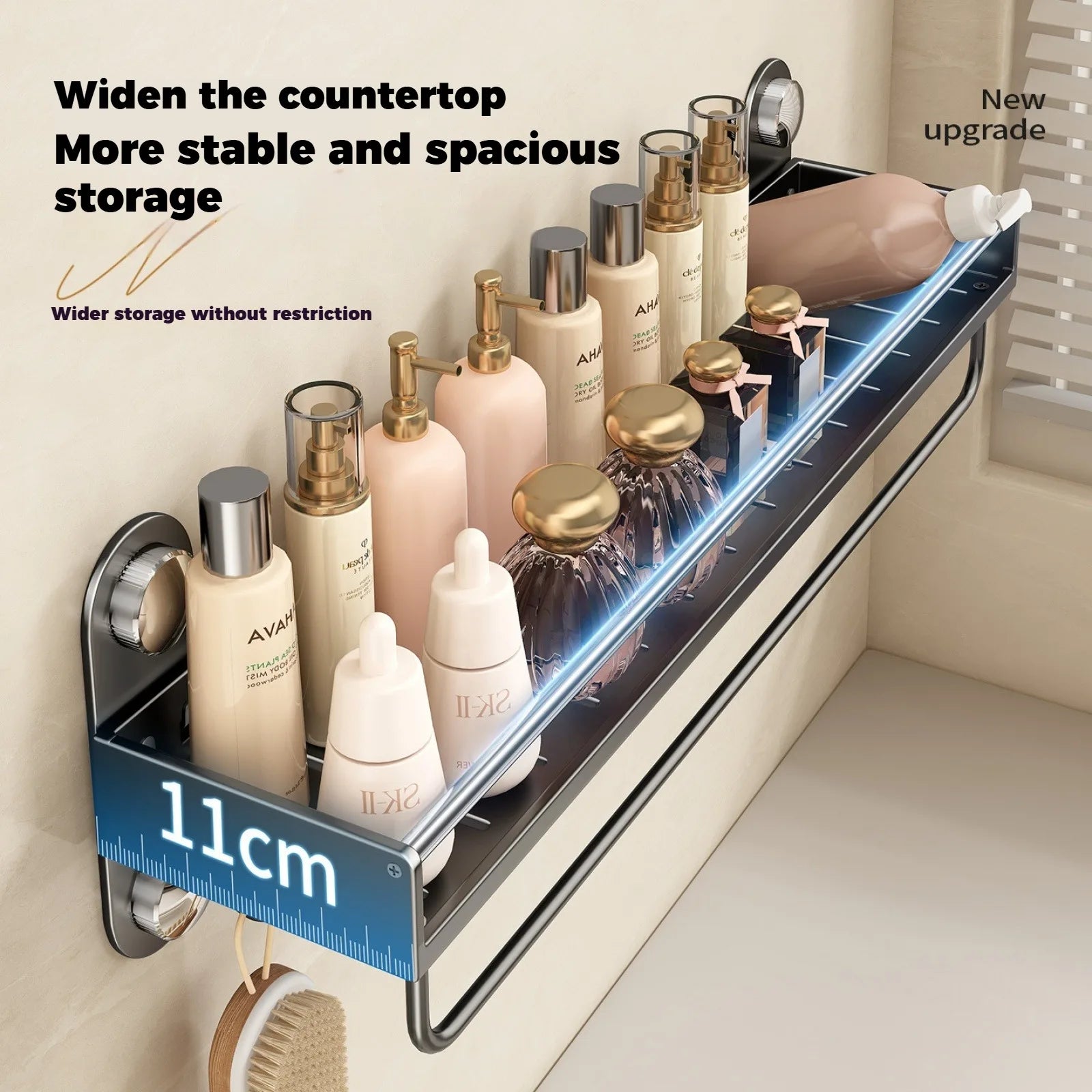 No Drill Bathroom Rack Bathroom Shelf Toilet Stainless Steel and Carbon Steel Hanging Rack Bathroom Organizer Hang On The Wall