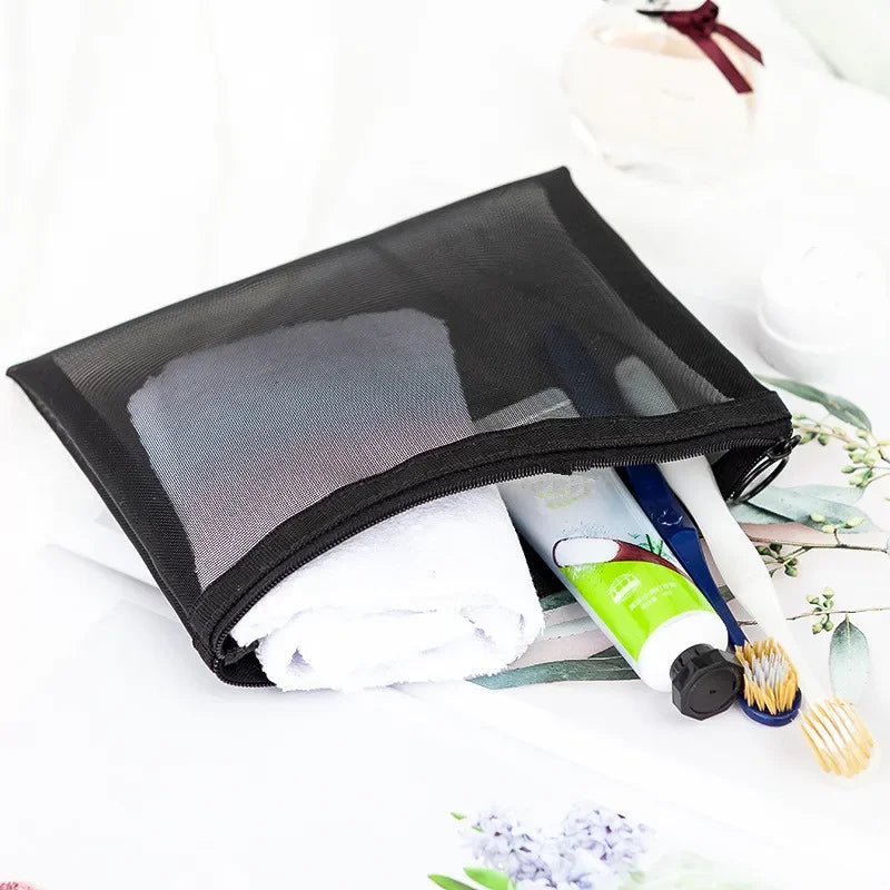 1Pcs Female Make Up Pouch Portable Small Large Toiletry Beauty Case Women Mesh Cosmetic Bag Travel Storage Makeup Bag Organizer