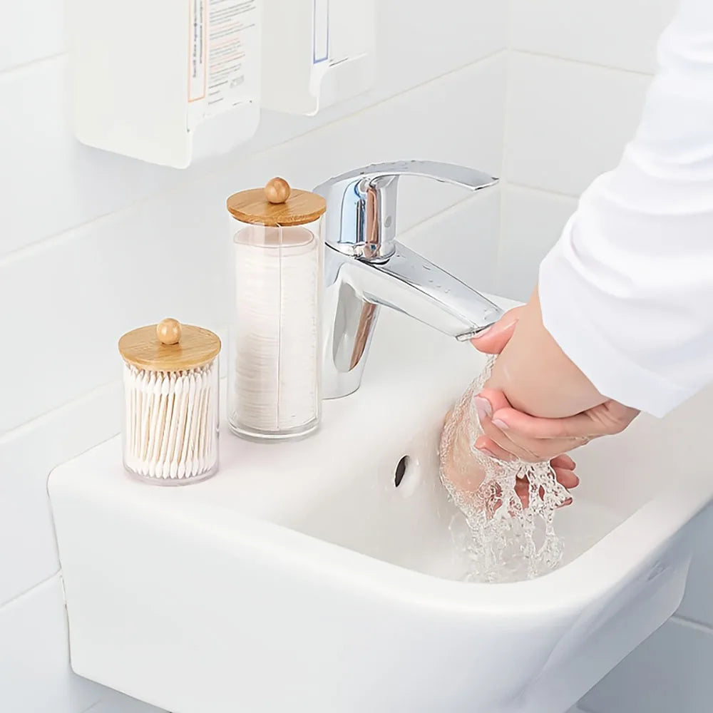 3-Piece Cotton Swab Holder Set, Bathroom Dispenser, Cotton Ball Storage Box, Cotton Swabs, Cotton Pads, and Dental Flossers