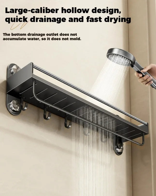 No Drill Bathroom Rack Bathroom Shelf Toilet Stainless Steel and Carbon Steel Hanging Rack Bathroom Organizer Hang On The Wall