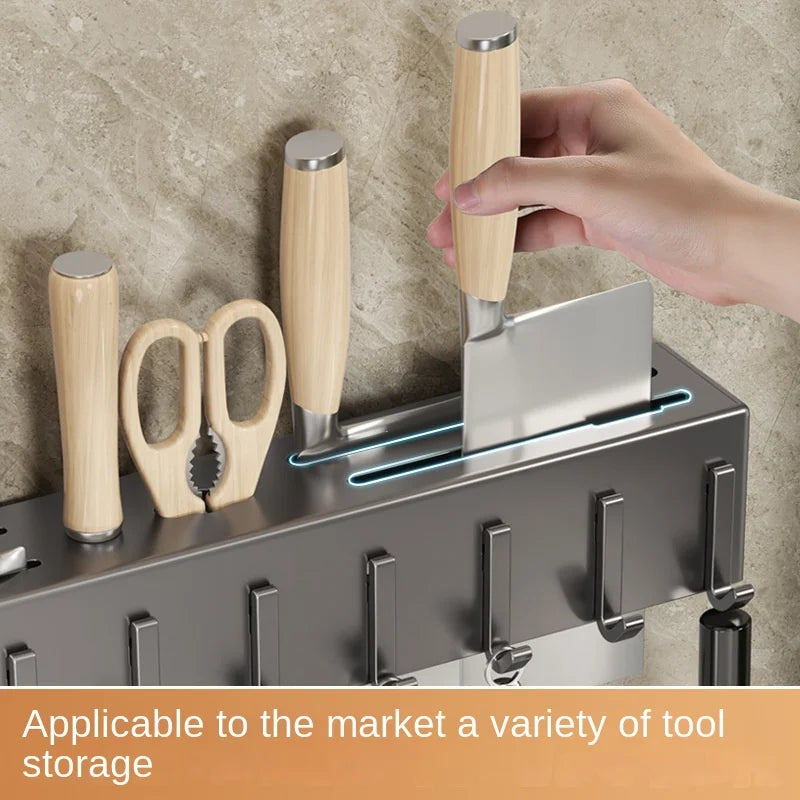 Tool-free kitchen shelf, kitchen accessories, multifunctional wall-mounted chopstick tube, storage for knives and tools