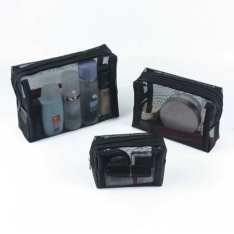 1Pcs Female Make Up Pouch Portable Small Large Toiletry Beauty Case Women Mesh Cosmetic Bag Travel Storage Makeup Bag Organizer