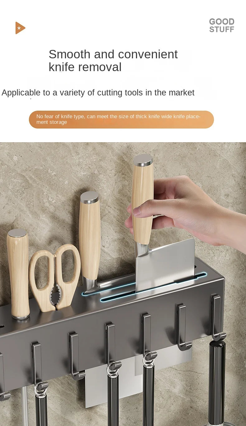 Tool-free kitchen shelf, kitchen accessories, multifunctional wall-mounted chopstick tube, storage for knives and tools