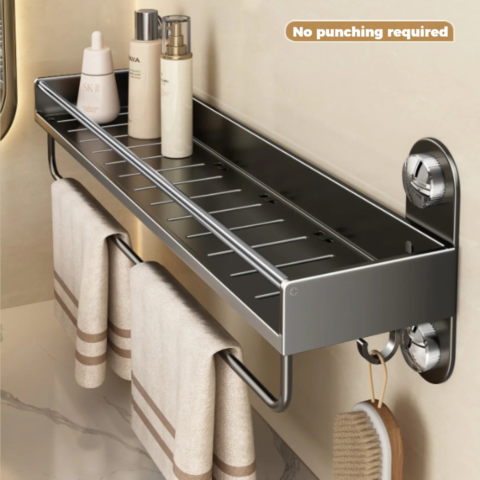 No Drill Bathroom Rack Bathroom Shelf Toilet Stainless Steel and Carbon Steel Hanging Rack Bathroom Organizer Hang On The Wall