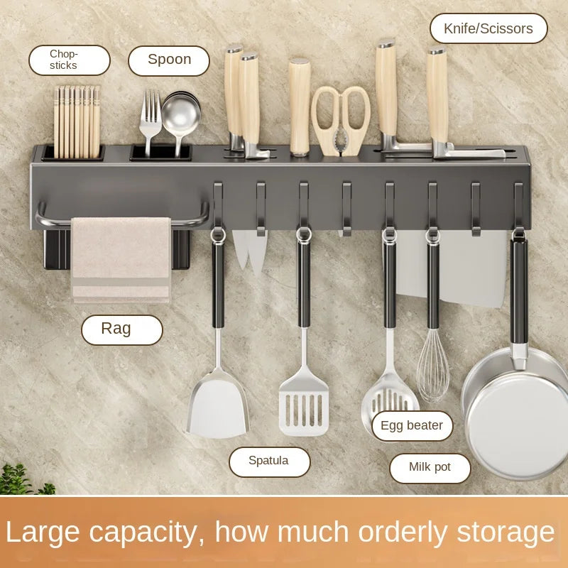 Tool-free kitchen shelf, kitchen accessories, multifunctional wall-mounted chopstick tube, storage for knives and tools