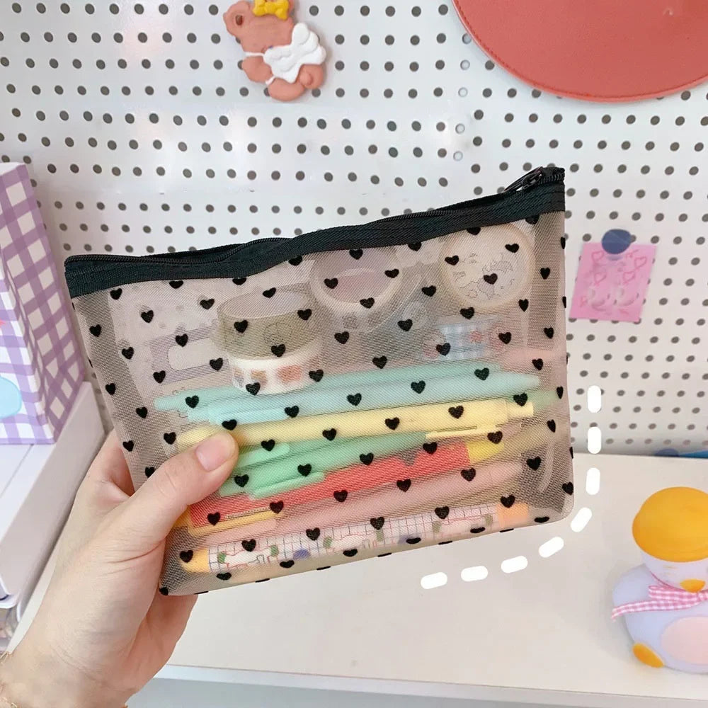 1Pcs Female Make Up Pouch Portable Small Large Toiletry Beauty Case Women Mesh Cosmetic Bag Travel Storage Makeup Bag Organizer