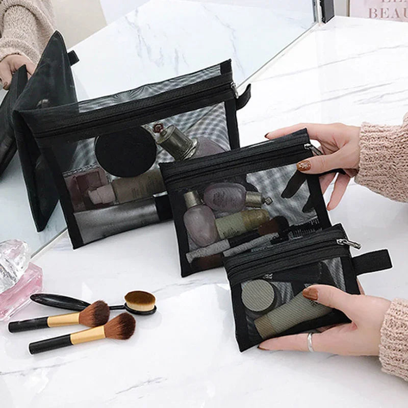 1Pcs Female Make Up Pouch Portable Small Large Toiletry Beauty Case Women Mesh Cosmetic Bag Travel Storage Makeup Bag Organizer