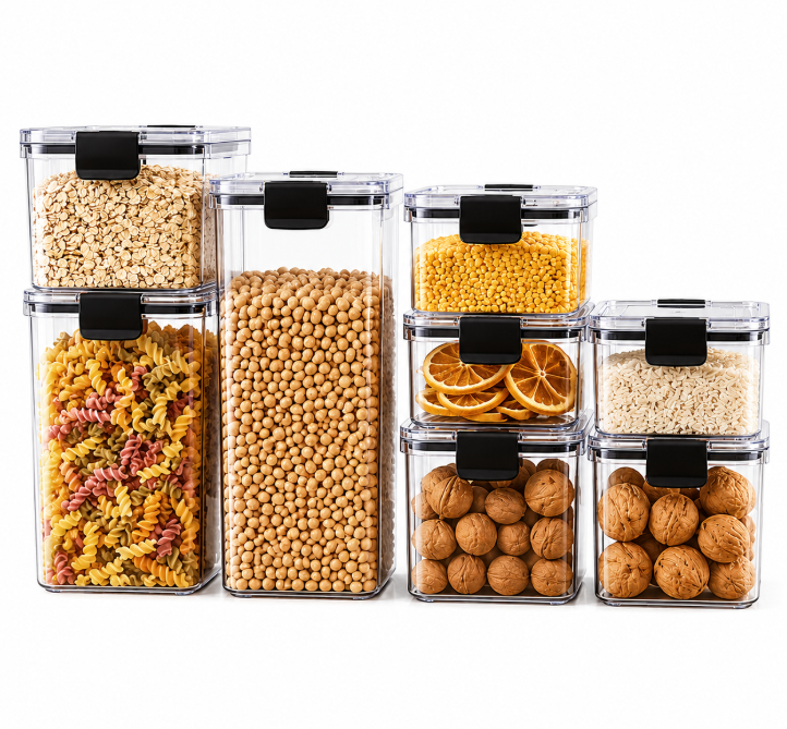 Sealed Jars Kitchen Grain Storage Organizer Large Tank Plastic Moisture-proof Storage Box Household Seasoning Jars Set